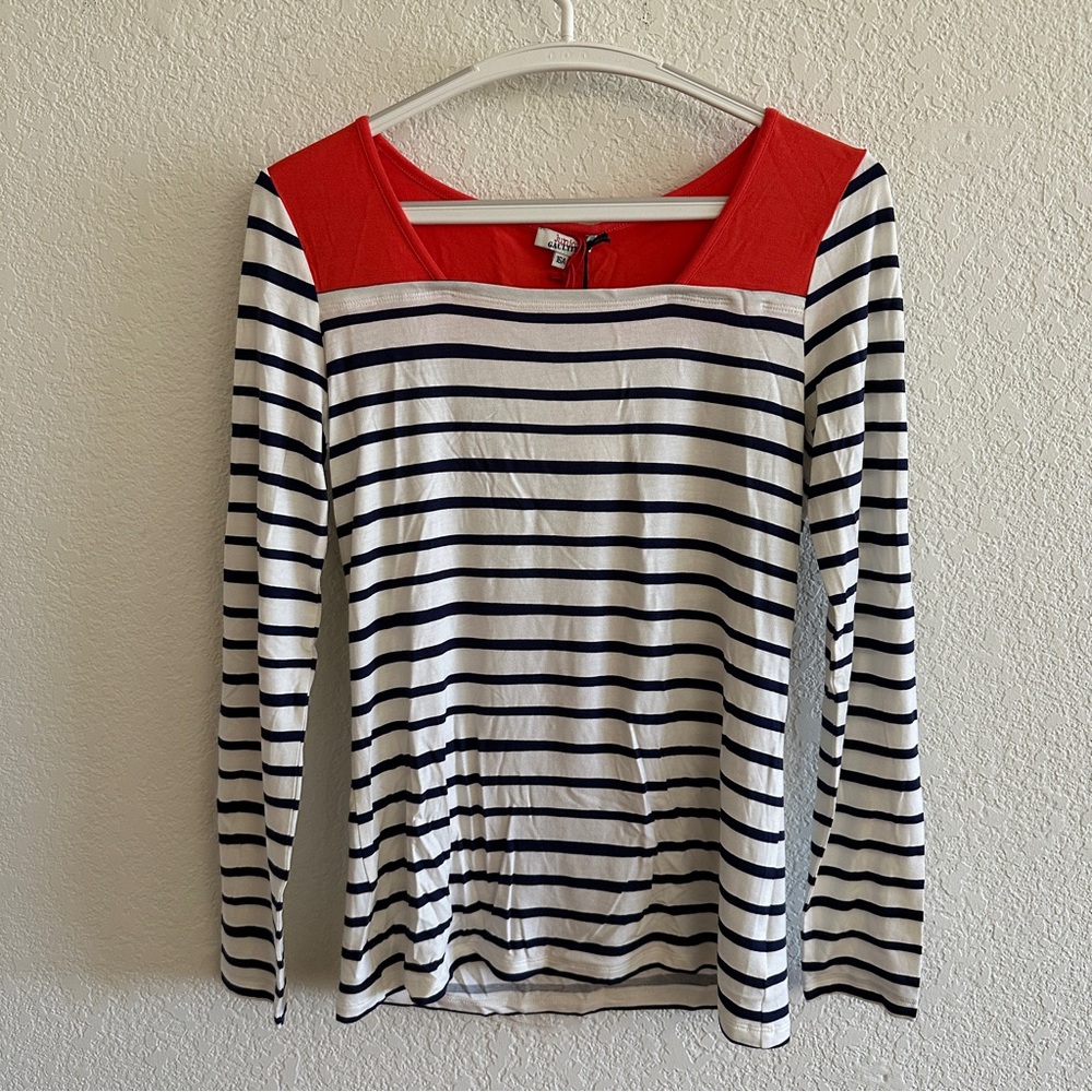 Jean Paul Gaultier Junior Gaultier Women’s Black White Striped Top with Red Yoke